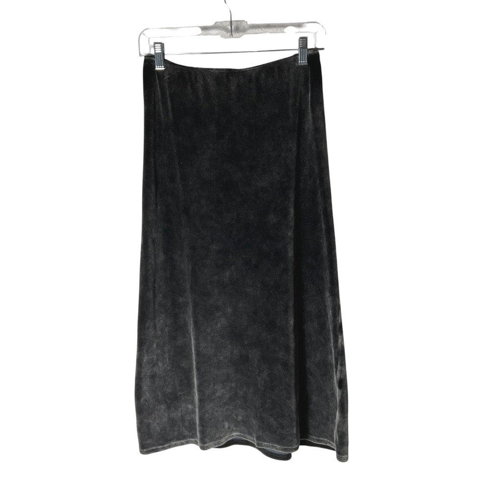 Cloth & Stone Anthropologie Velvet Midi‎ Skirt Soft Pull-On Dark Gray Size XS